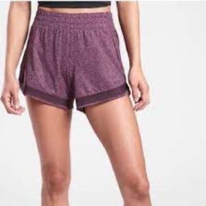 ATHLETA Printed Mesh Racer Run Short 4" Purple Size Small